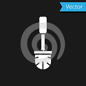 White Toilet brush icon isolated on black background. Vector Illustration