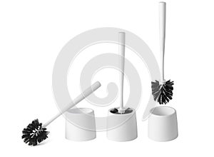 White toilet brush. Toilet hygiene. Cleaning tool. isolated on white background