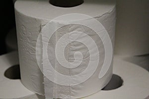 White toilet paper roll ecological cleaning cloth photo