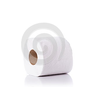 White toilet paper/tissue paper. Studio shot isolated on white