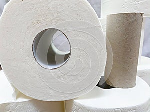 White toilet paper tissue rolls