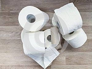 White toilet paper tissue rolls