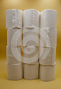 White toilet paper toilet paper with yellow background