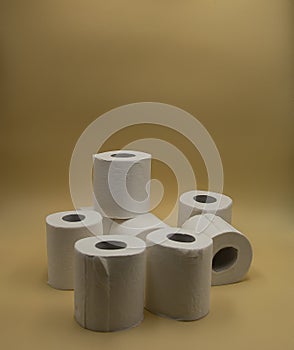 White toilet paper toilet paper with yellow background