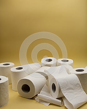 White toilet paper toilet paper with yellow background