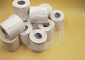 White toilet paper toilet paper with yellow background
