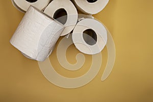 White toilet paper toilet paper with yellow background