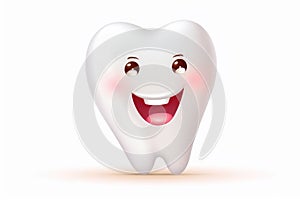 White tooth with smile on white background, light emphasizes the cleanliness of the tooth, vector