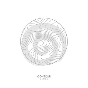 White Topographic map circle logo concept.Topo map elevation lines. Contour vector abstract vector illustration.