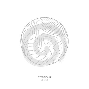 White Topographic map circle logo concept.Topo map elevation lines. Contour vector abstract vector illustration.