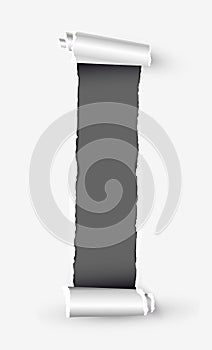 White torn paper scroll with space for text