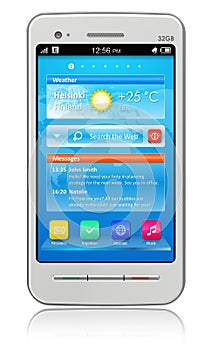 White touchscreen smartphone