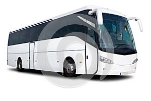 White Tour Bus photo
