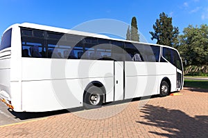 White Tour Bus