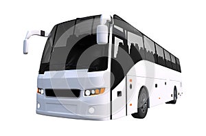 White Tour Bus Isolated