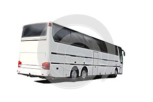 White Tour Bus Isolated over White