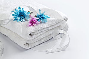 White towel with flowers