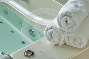 White towel on the hot tub