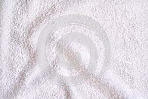 White towel texture. Fluffy carpet background. Blank bathroom textile. Warm