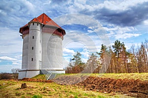 White tower of hydroelectricity in Bielkowo