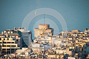 White Tower, Rare Aerial Birds Eyes View of Thessaloniki city