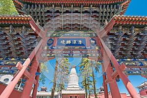 White tower in Tayuan Temple in Wutai Mountain, Shanxi Province, China