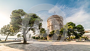 White Tower of Thessaloniki, captured with fisheye lens