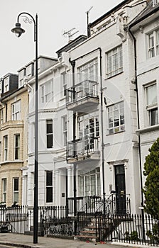 A white town house in London.