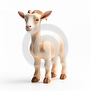 White Toy Goat With Precise Detailing For Little Children To Play With