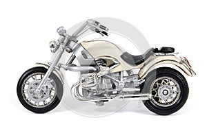 White toy motorcycle isolated on white background. Motorcycle toy isolated
