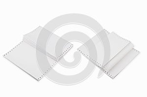 White Tractor-Feed Paper or fan-fold paper , Continuous dot matrix tractor feed printer paper For use with dot-matrix and line