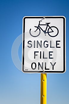 White Traffic Sign on a Cycle Lane