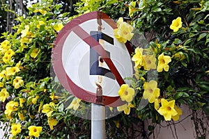 white traffic sign of prohibited parking - warning signage