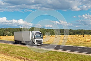 White trailer on the highway