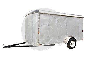 White trailer isolated on white background with space for text