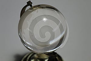 White transparent crystal globe isolated