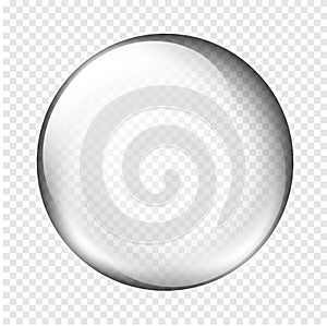 White transparent glass sphere with glares and highlights