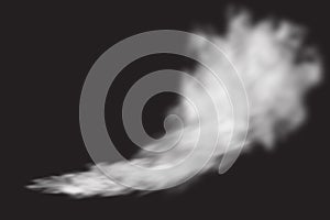 White transparent smoke cloud. Steam explosion special effect. Realistic vector fire fog or mist texture