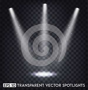 White Transparent Vector Spot Lights / Spotlights Effect For Party, Scene, Stage, Gallery or Holiday Design