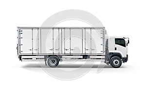 White transport cargo truck or container auto car trailer