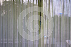 White transprent curtain with outside view