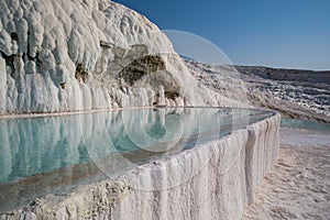 White travertine pools in Pamukkale, Turkey