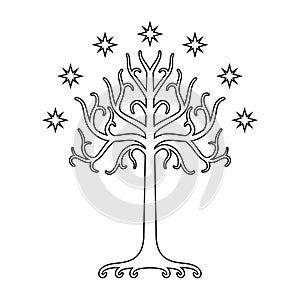 White Tree of Gondor. Isolated black and white eps photo