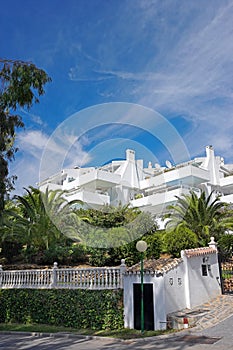 White tropical resort building