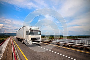 White truck on a bridge