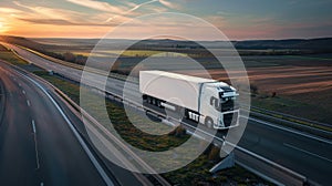 The truck on the highway.AI generated image