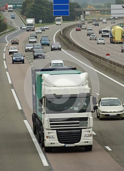 White truck on motorway