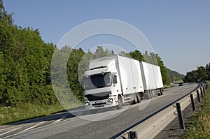 White truck on the move