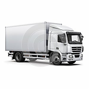 White Truck Rendering On White Background - Royalty Free 3d Illustration