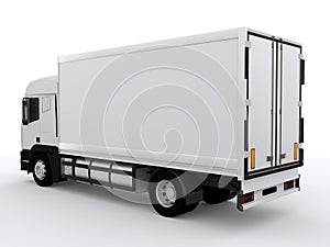 White truck with trailer